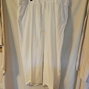 White Drawstring Palazzo Pants 4x